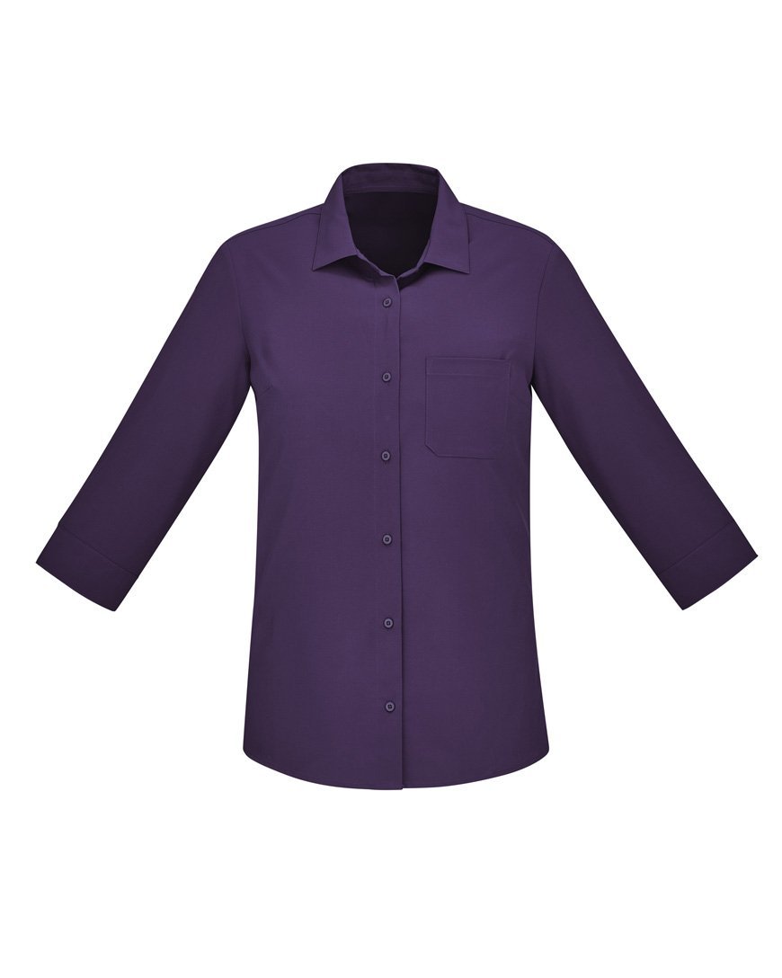 Biz Care Womens Easy Stretch 3/4 Sleeve Shirt CS951LT Health & Beauty Biz Care Purple 4 